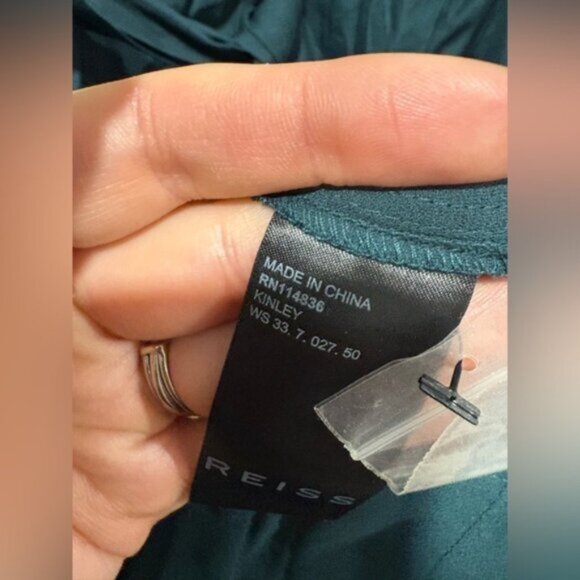 Reiss Kinley Plunge Tie Detail Green Jumpsuit - Picture 13 of 15